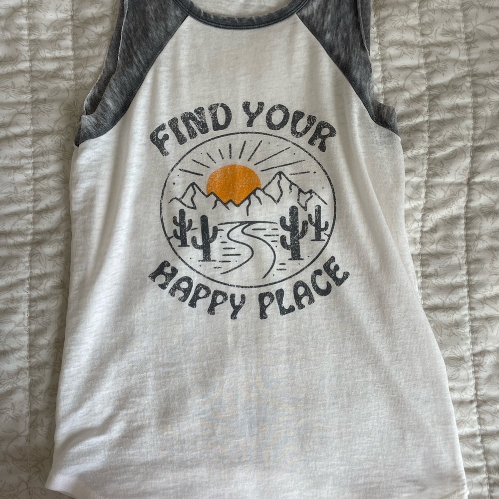 Graphic Tank Top - White and Gray